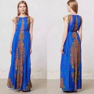 Elegant Blue and Gold Women's Dress